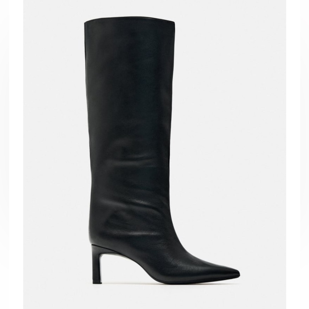 Zara Genuine Leather Tall Boots